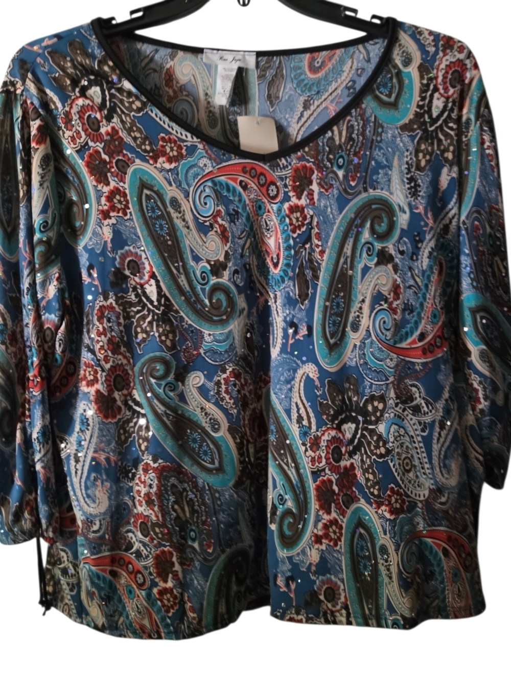 Rue Juju Blouse Teal Paisley Print Size 2X NWT